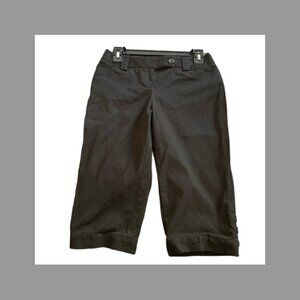Ann Taylor LOFT Marisa Cropped Cuffed Black Pants Size 2P EUC #M-073